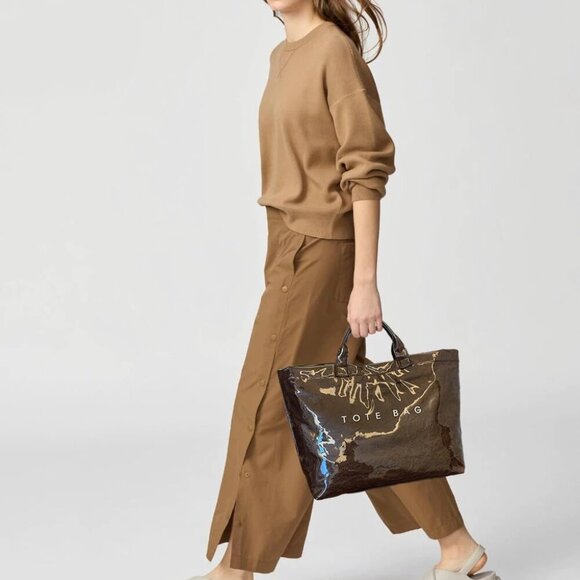 Large Tote Bag for Women,PVC Totes Bags Kraft Paper Carry All Handbag Shoulder P - Picture 2 of 6